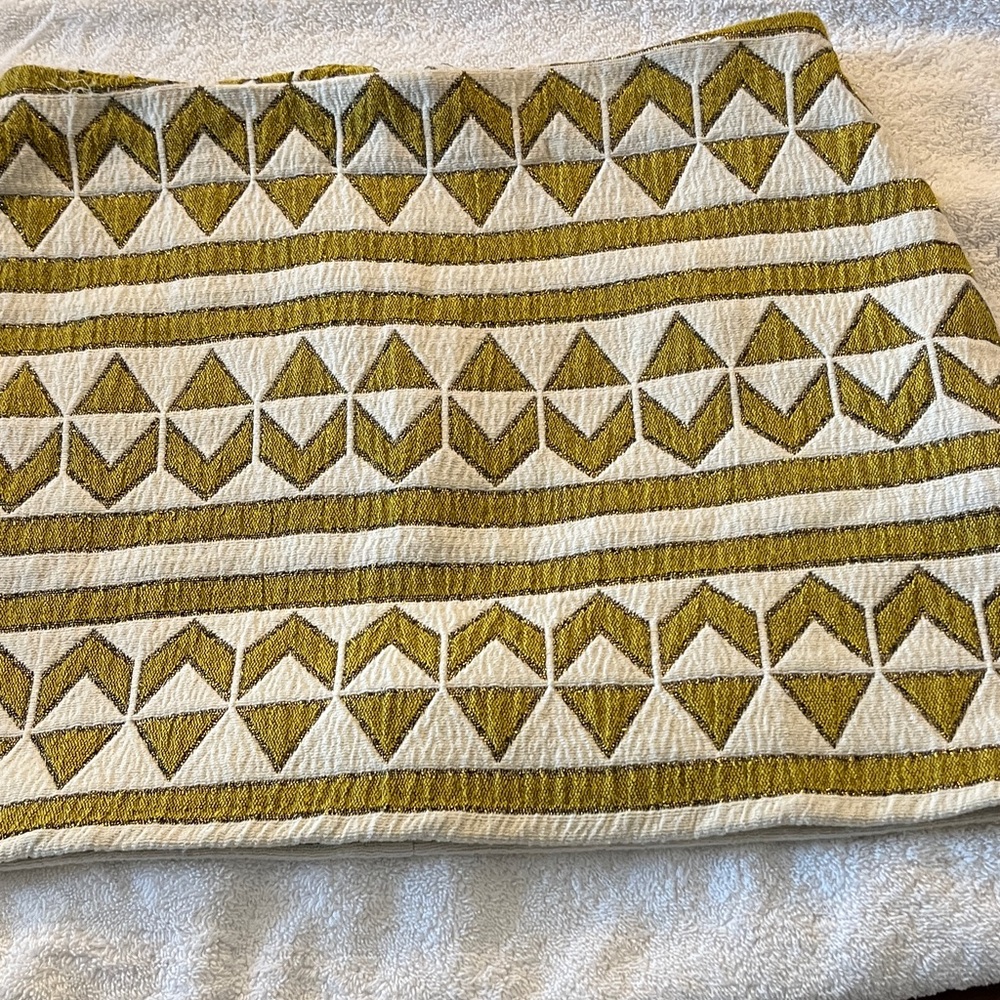 Zara Geometric Pattern Mini Skirt - Gold and Cream